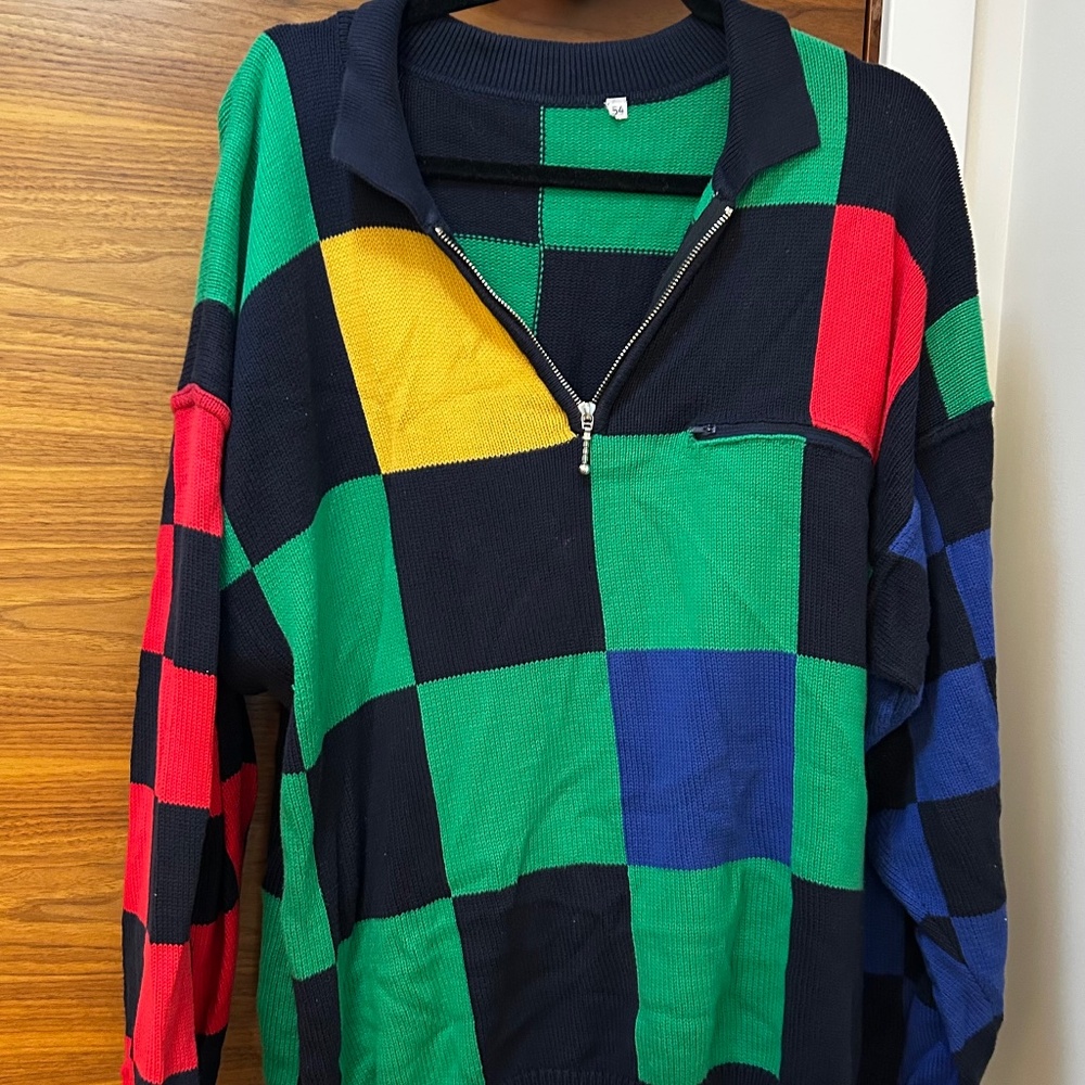Funky Colourful Check Sweater